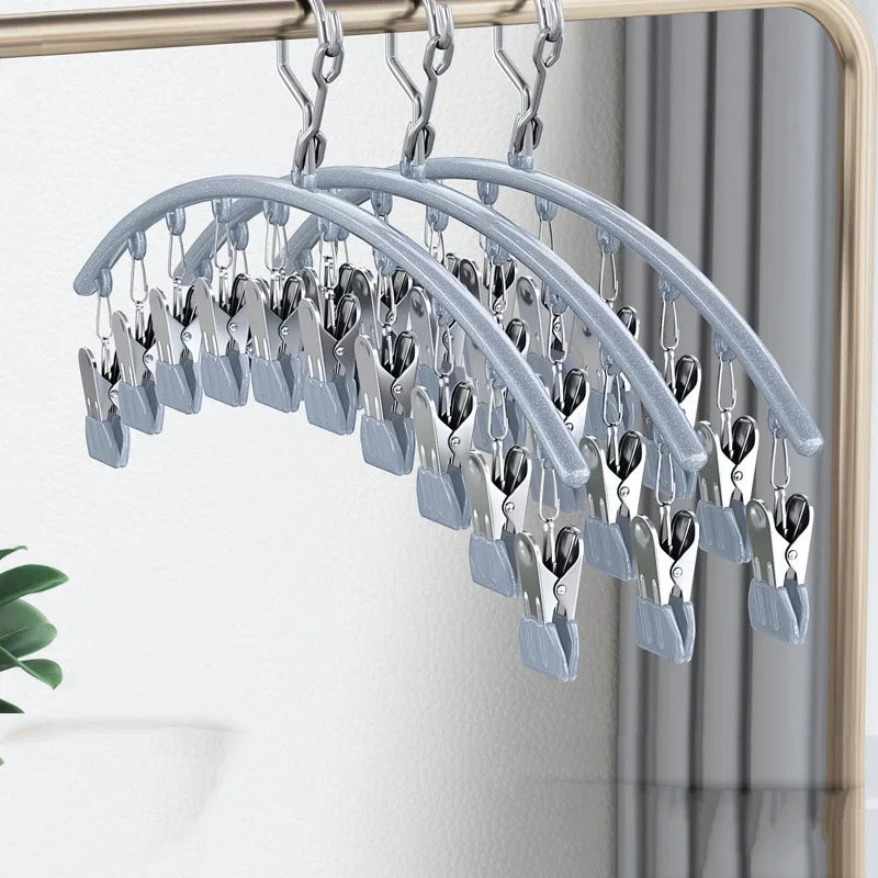 Windproof Plastic Laundry Drying Rack with Clips Indoor Outdoor Use for Socks Jackets Household Items Hanger Organizer LadyShow.Store