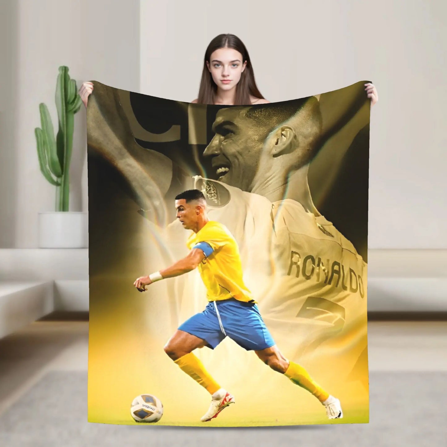 CR7  Football Soccer Blanket Ronaldos Flannel Funny Warm Throw Blanket for Bedding Lounge Decoration Pi-Mart