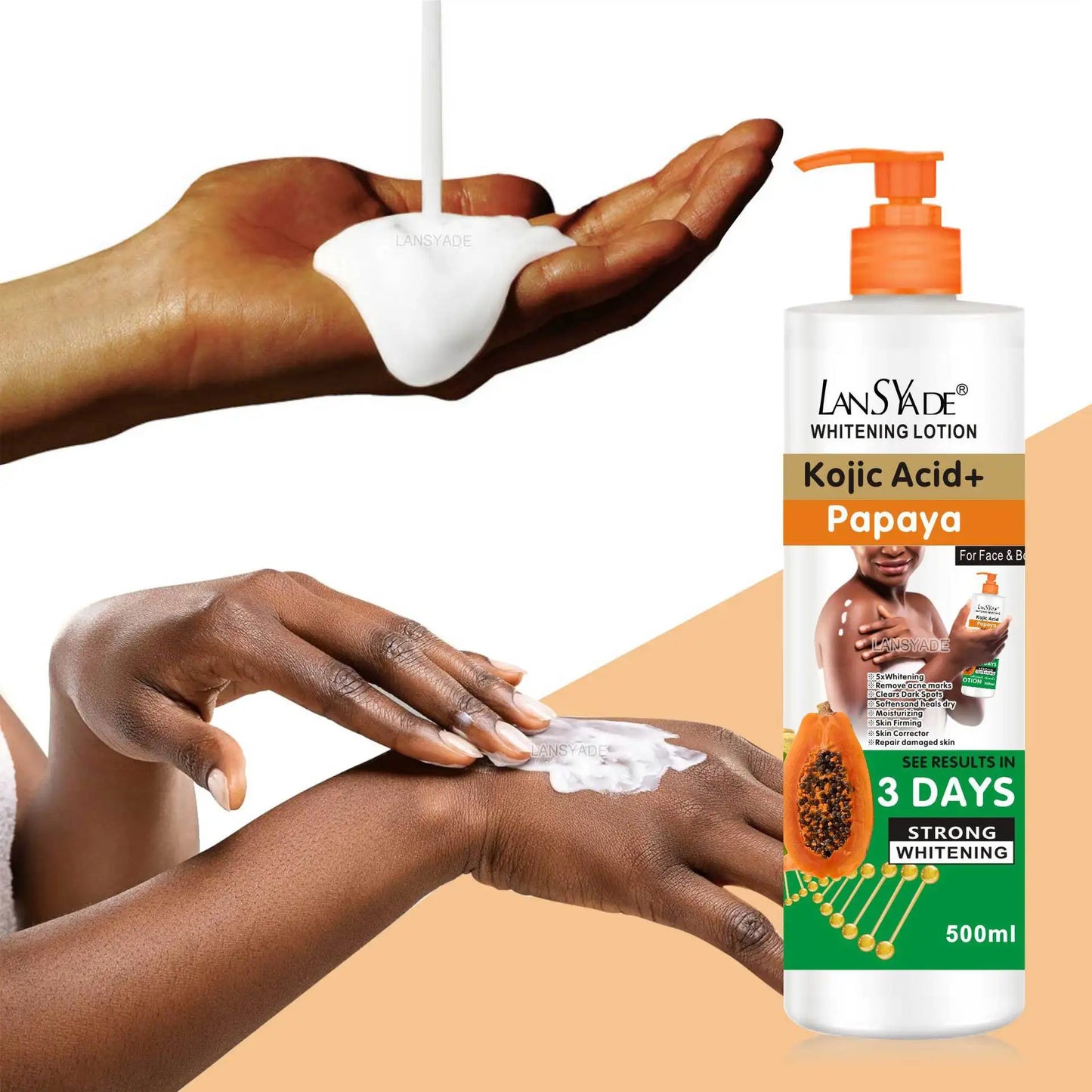 500ml Papaya Body Lotion Moisturizes The Body Skin Massage Essence, Making The Skin Smooth and Improving Roughness Pi-Mart