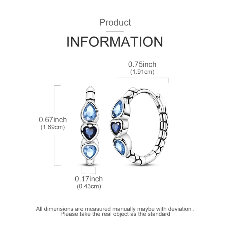 925 Sterling Silver Hoop Earring For Woman Night Sky Blue Purple Gemstone Original Earrings Fashion Jewelry Gift Pi-Mart