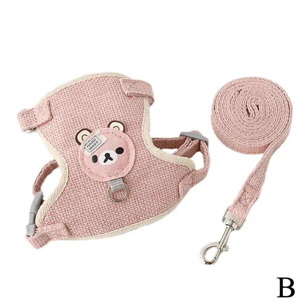 Cat Dog Harness with Lead Leash Adjustable Vest Mesh Breathable Adjustable Chest Harness Outdoor Walking Cat Pet Supplies Pi-Mart