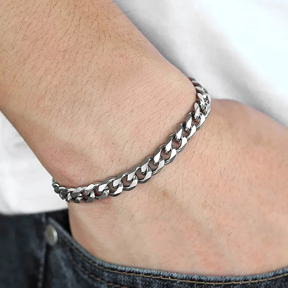 New Trendy Cuban Chain Men Bracelet Classic Stainless Steel 3/5/7/9mm Width Chain Bracelet For Men Women Jewelry Gift Pi-Mart