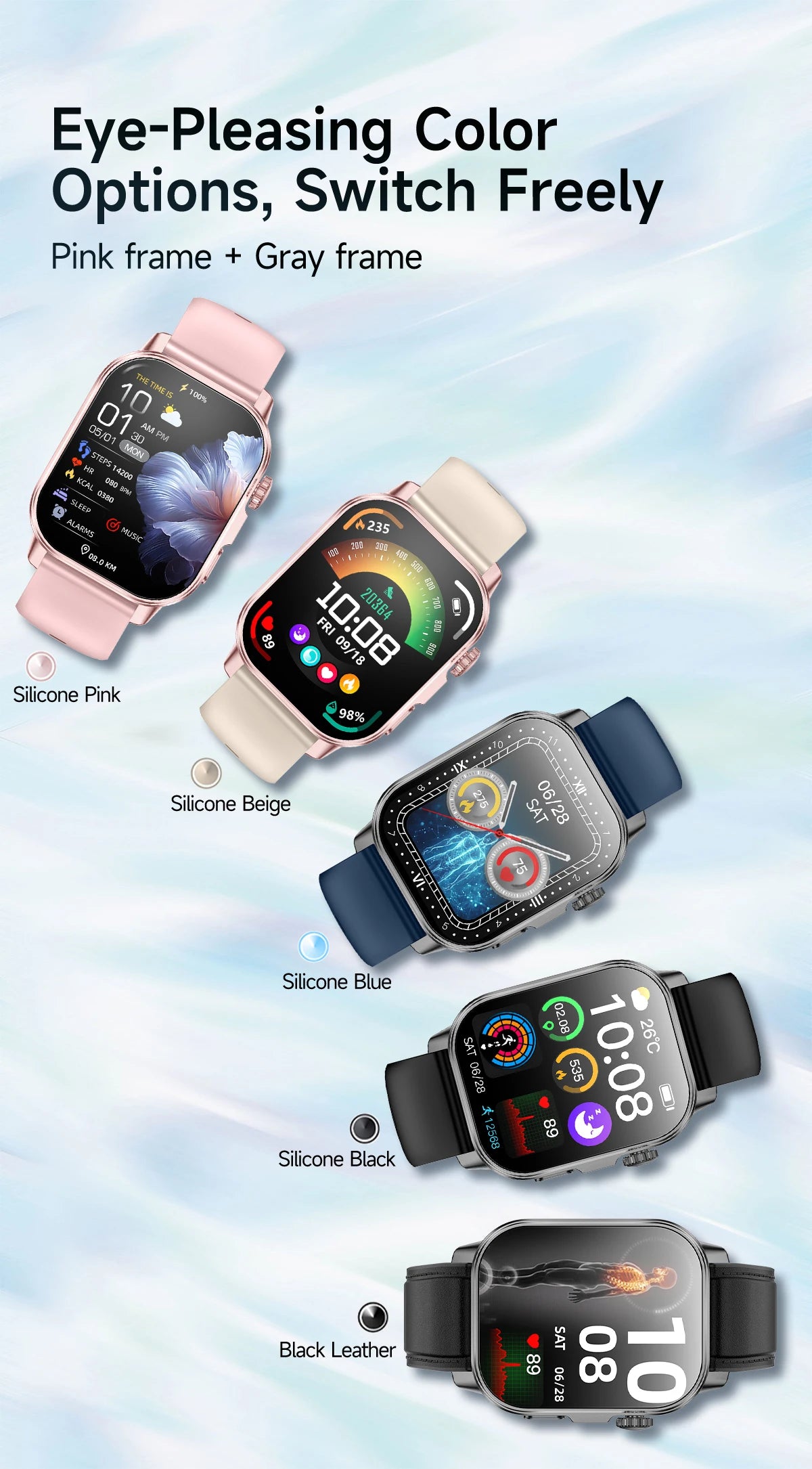 New Men Accurate Health Diagnosis ECG Smart Watch Blood Pressure Blood Oxygen Blood Fat Uric Acid Temp Bluetooth call Smartwatch Pi-Mart