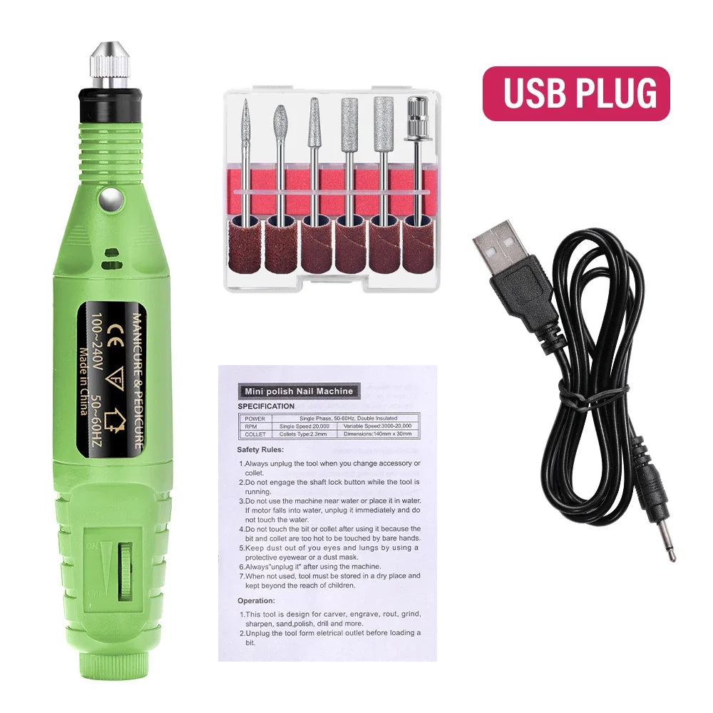 LULAA Electric Nail Drill Machine Set Pedicure Grinding Equipment Mill For Manicure  Professional Strong Nail Polishing Tool Tri Light Beauty