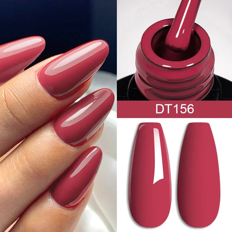 MEET ACROSS 7ml Wine Red Gel Nail Polish Long-Lasting French Style Gel Nail Supplies For Manicure DIY Design Nail Art Varnish Tri Light Beauty