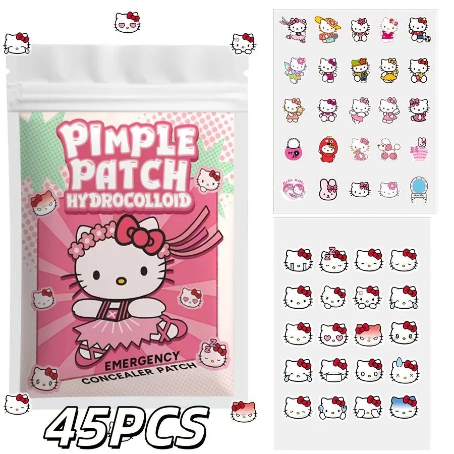 45/135PCS Sanrio Hello Kitty Cartoon Pimples Defect Patch - Invisible Hydrocolloid Acne Patch, Facial Decoration Patch, LadyShow.Store