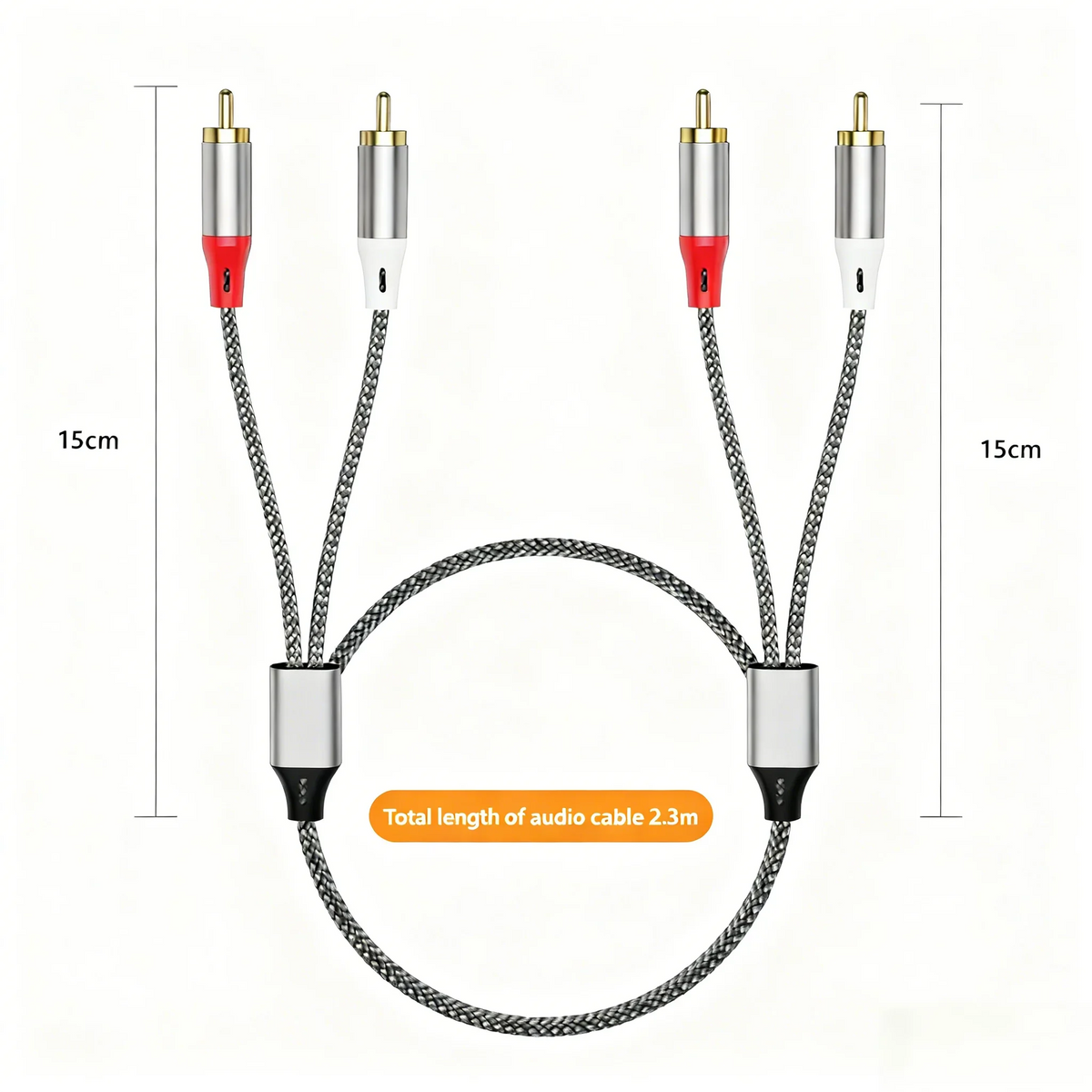Double RCA Audio Cable, 2 Pairs of RCA Cables for Computer, TV, Amplifier, Subwoofer, and Speaker Connection Pi-Mart