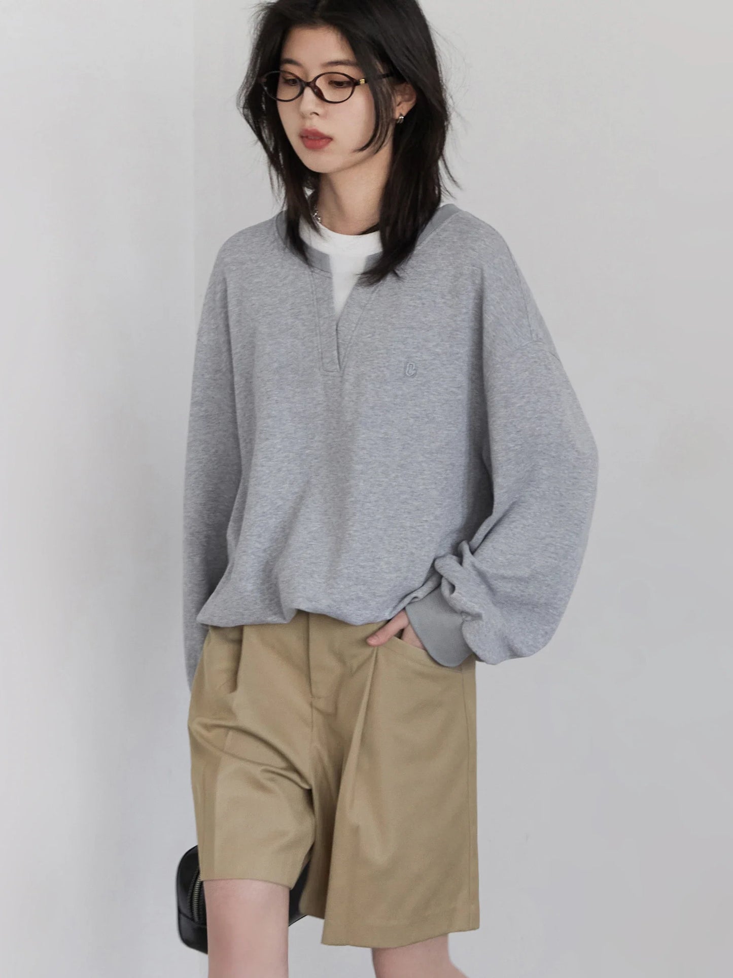 CHIC VEN Korean Women Sweatshirts Loose Casual New Contrast Splicing Hoodie Female Top Woman T Shirt Pullover Spring Autumn 2025 LadyShow.Store