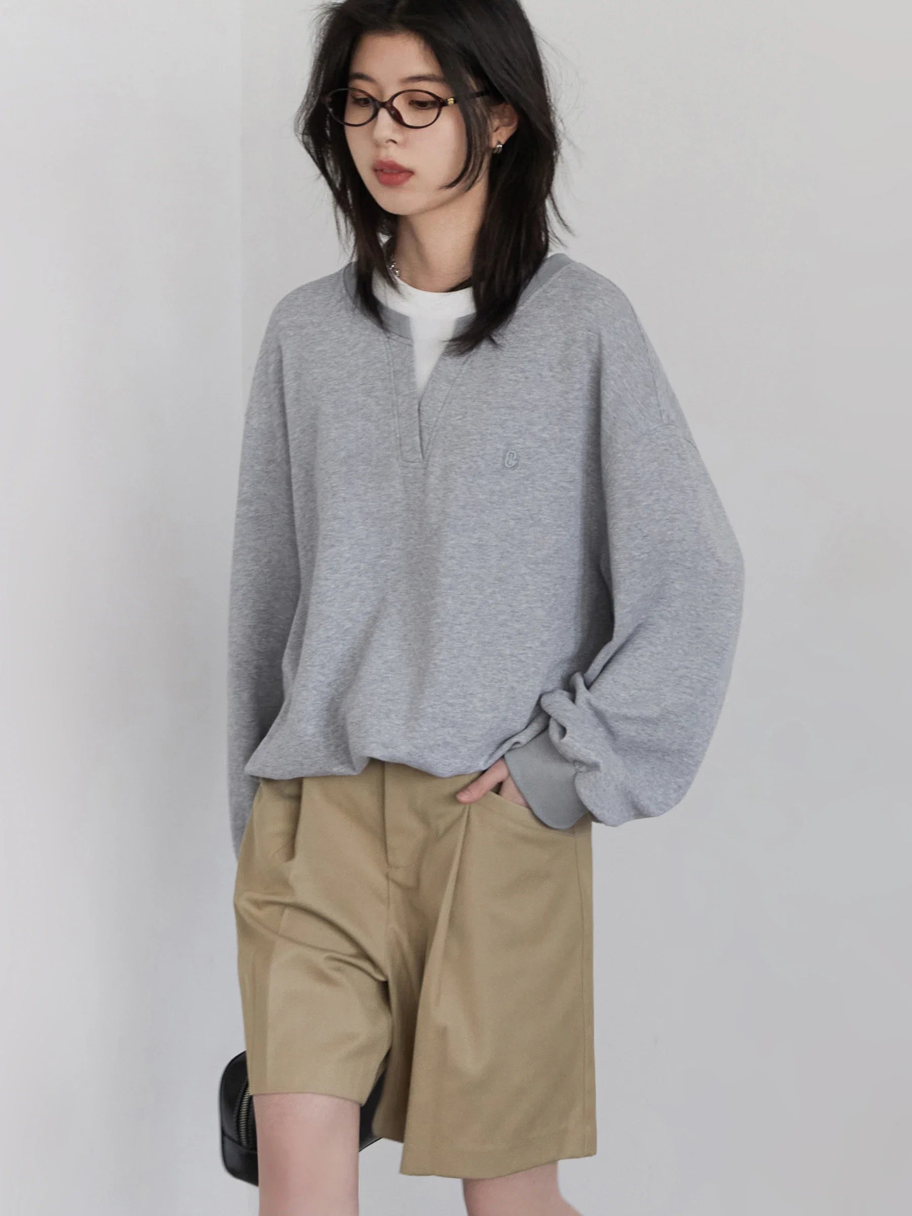 CHIC VEN Korean Women Sweatshirts Loose Casual New Contrast Splicing Hoodie Female Top Woman T Shirt Pullover Spring Autumn 2025 LadyShow.Store