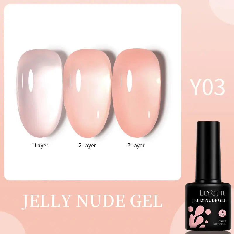 LILYCUTE 7ML Jelly Amber Gel Nail Polish Brown Crystal Translucent Dull Color Nail Art Gel Semi Permanent UV Gel Polish Varnish Tri Light Beauty