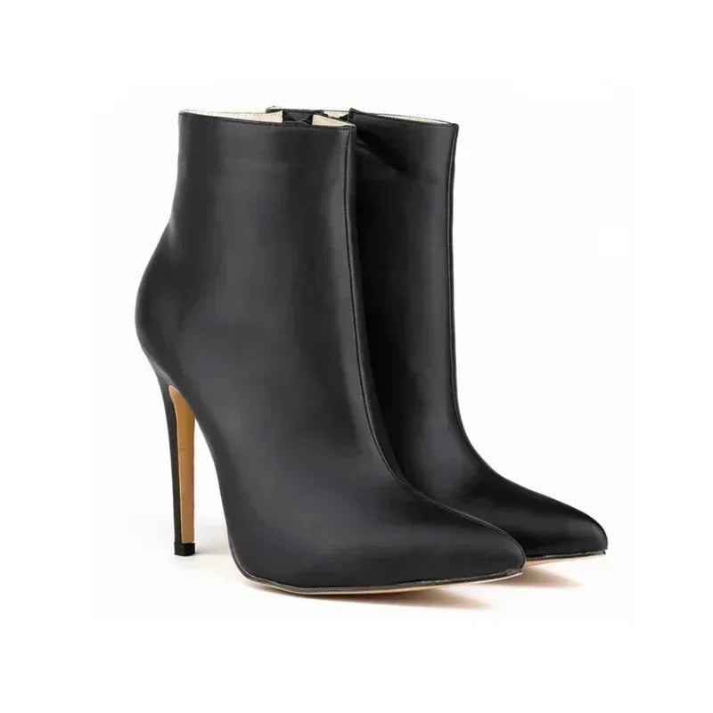 Women Short Boots Pumps Sexy Pointed Toe Side Zipper Super High Heels Stiletto 2026 Female Party Ankle Boot Shoes Botas De Mujer Pi-Mart