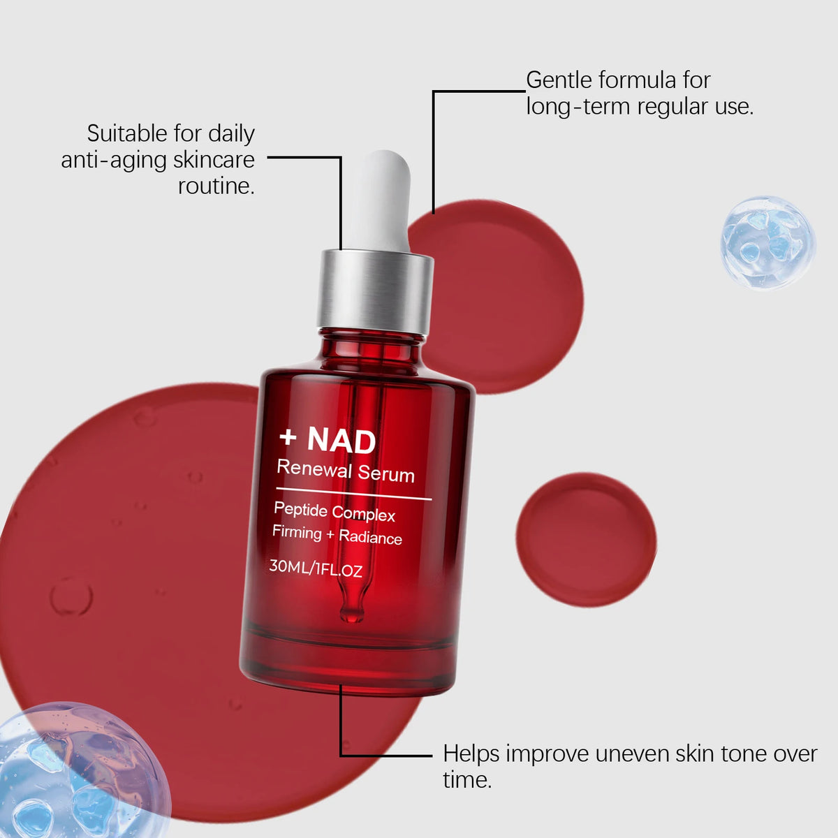 NAD+ Peptide Firming Serum Nourishing Face & Neck Treatment with Collagen Plumping & Radiance Boosting Skin Elasticity&Firmness Pi-Mart