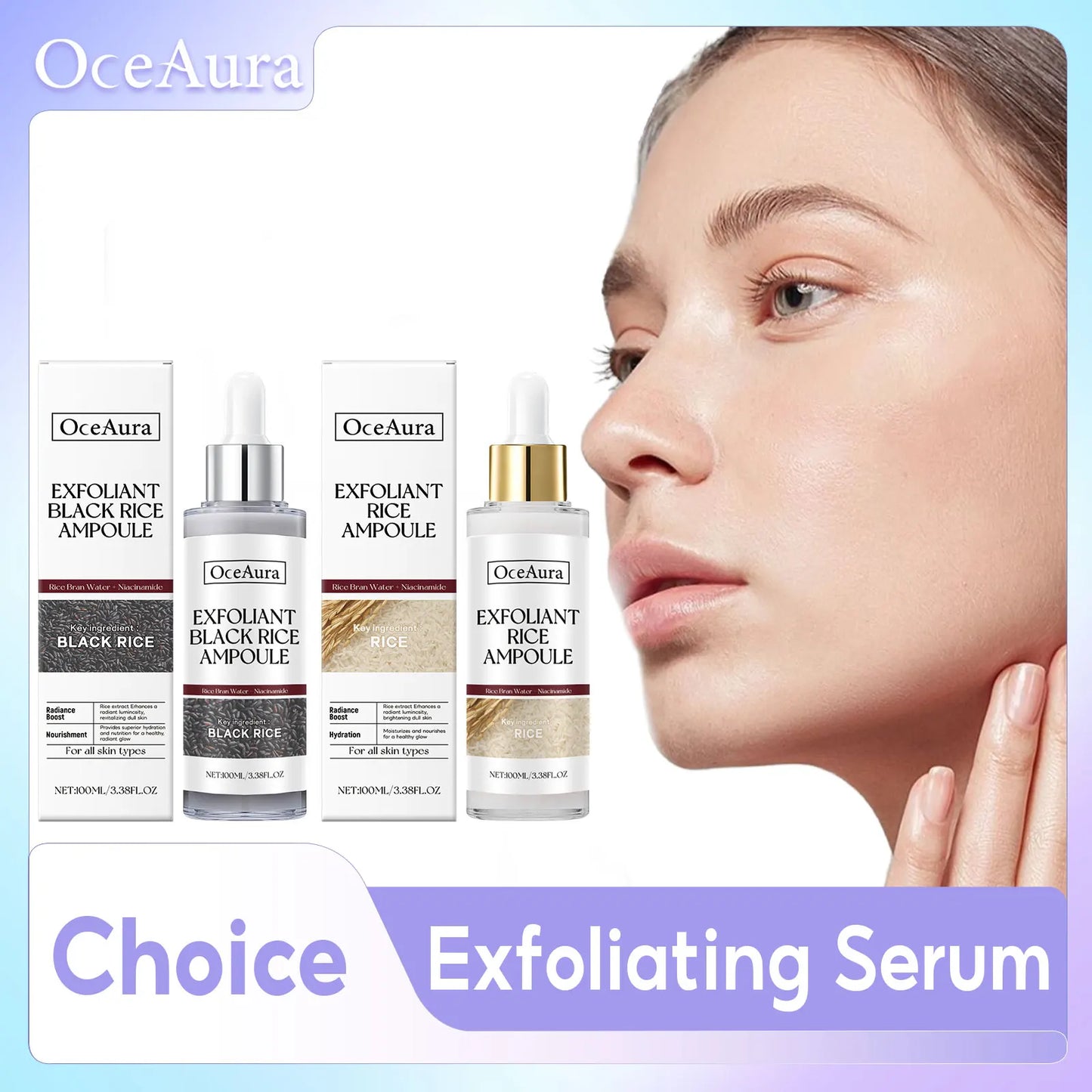 Rice Serum for Face Hydrating Brighten Skin Repair Smooth Facial Essence Gentle Exfoliation Remove Blackheads Collagen Ampoules Pi-Mart