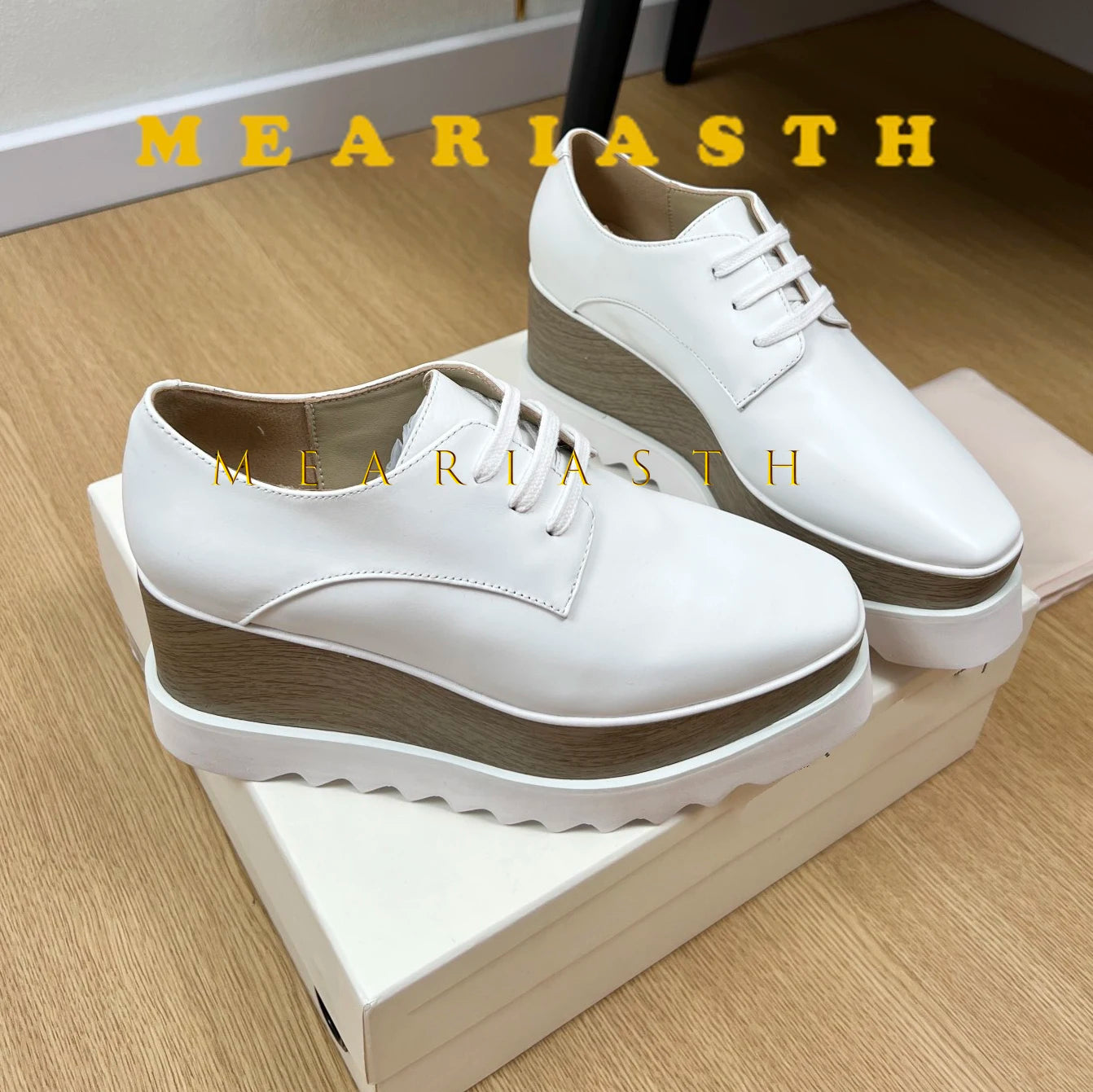 Women Walking Sneakers Autumn Lace-up High Platform Chunky Shoes Breathable Leather Shoes 8.5CM Winter Wedge Heels Casual Shoes Pi-Mart