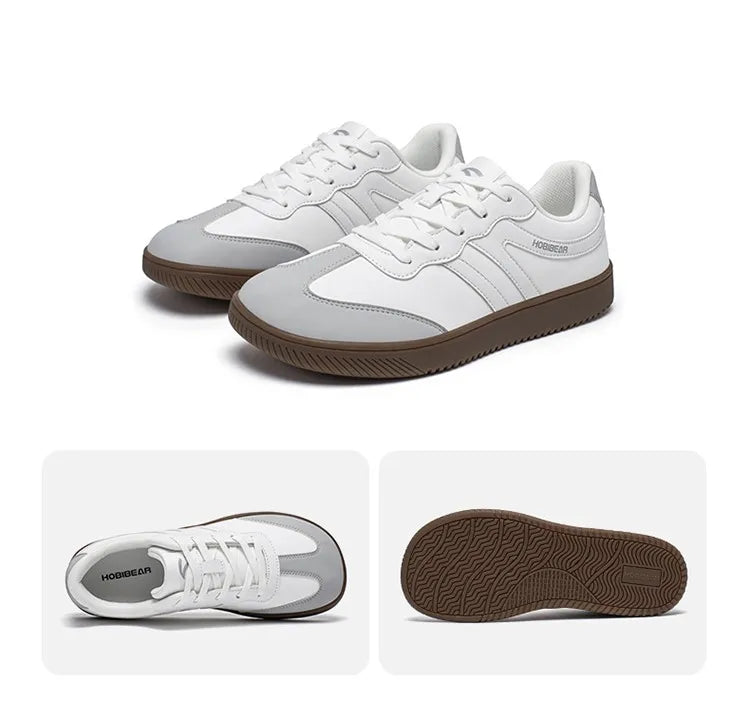 HOBIBEAR Unisex Wide Toe Shoes Artificial Leather Sneakers Casual Lace Up Retro Fashion Shoes for Women Men Pi-Mart