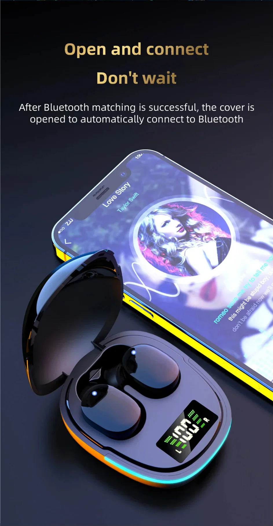 G9S Bluetooth 5.1 In Ear Wireless Earbuds LED Power Display Low Latency Gaming HiFi Stereo Sports Headphones Pi-Mart