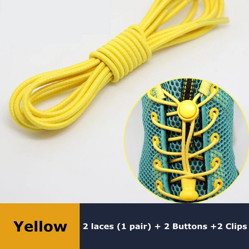 1Pair Shoelaces for Sneaker Elastic No Tie Shoe Laces Stretching Lock Lazy Laces Quick Rubber Shoelace Round Shoestrings Pi-Mart