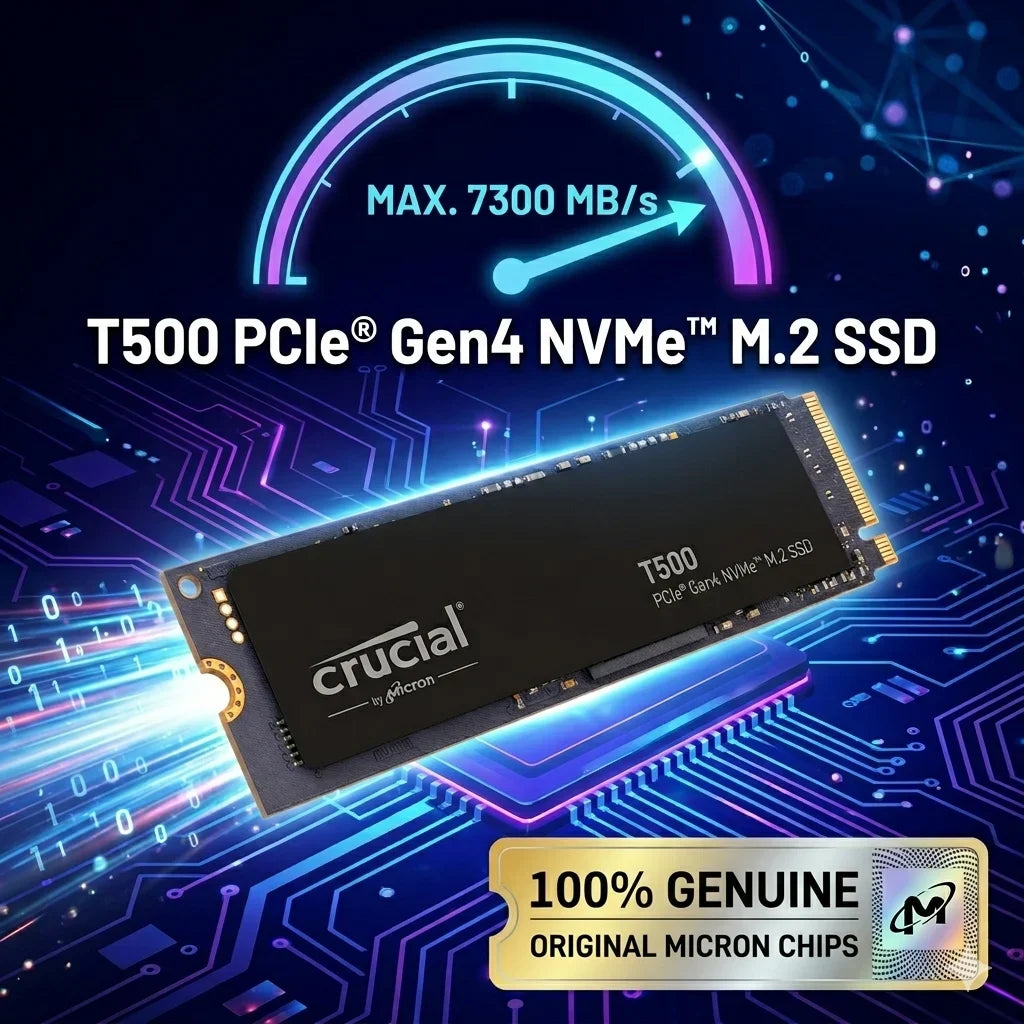 Fit PS5 Laptop PC Crucial T500 1TB PCIe Gen4 NVMe M.2 SSD 7300MB/s High Speed Gaming Drive OEM Original CT1000T500SSD8 Pi-Mart
