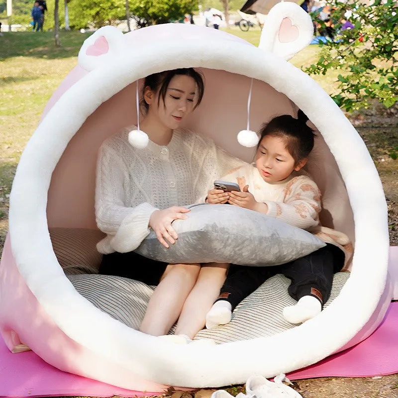 Cute Oversized Adult Child Plush Tent Cozy House Lazy Person Sofa On The Ground Cat's Nest Christmas Cushions Sitting Cushion Pi-Mart