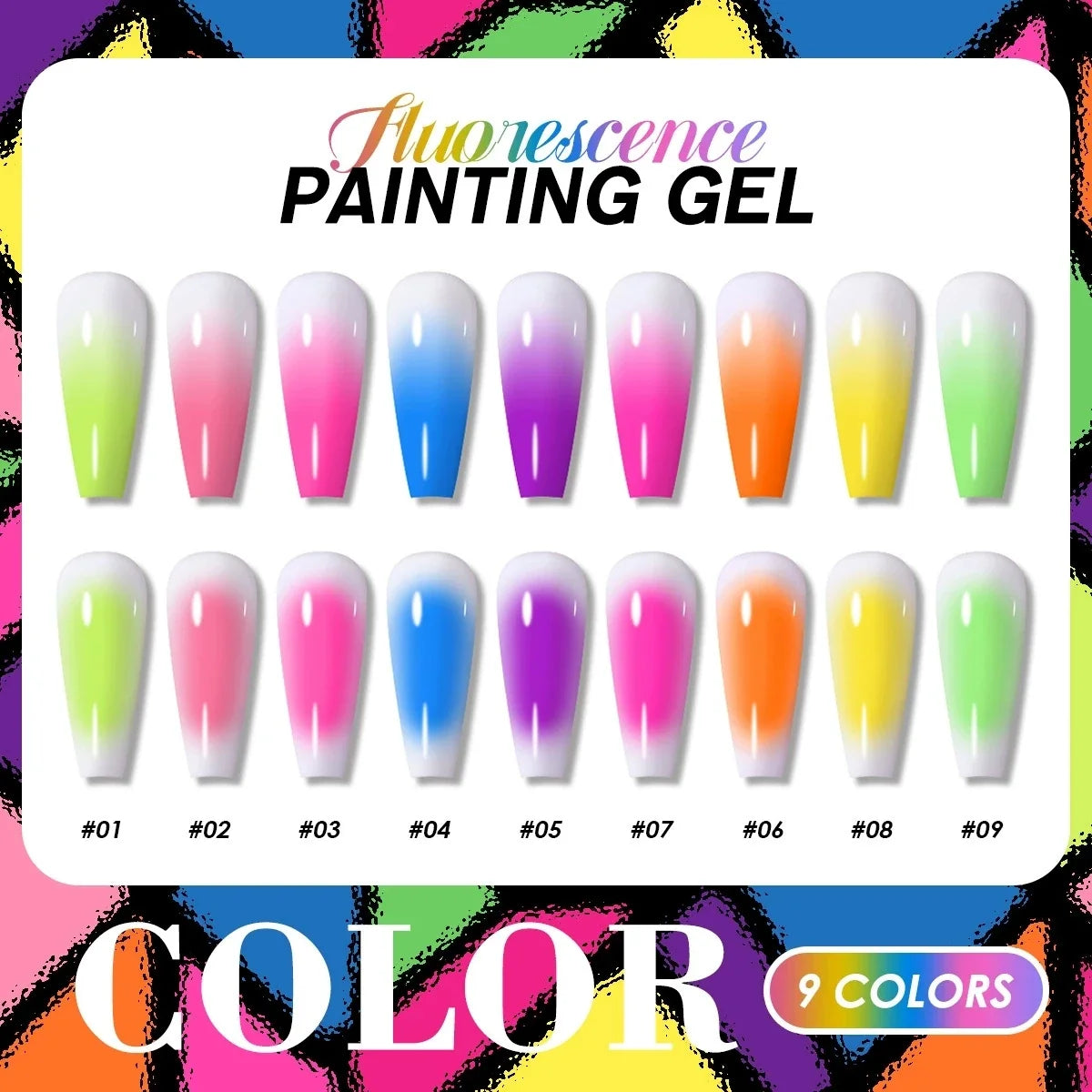 1pc Nine Grid Fluorescent Pat Gel Transfer Gel Rainbow Bright Colors High Saturation UV&LED Nail Polish Gel Salon DIY Y2K INS Tri Light Beauty