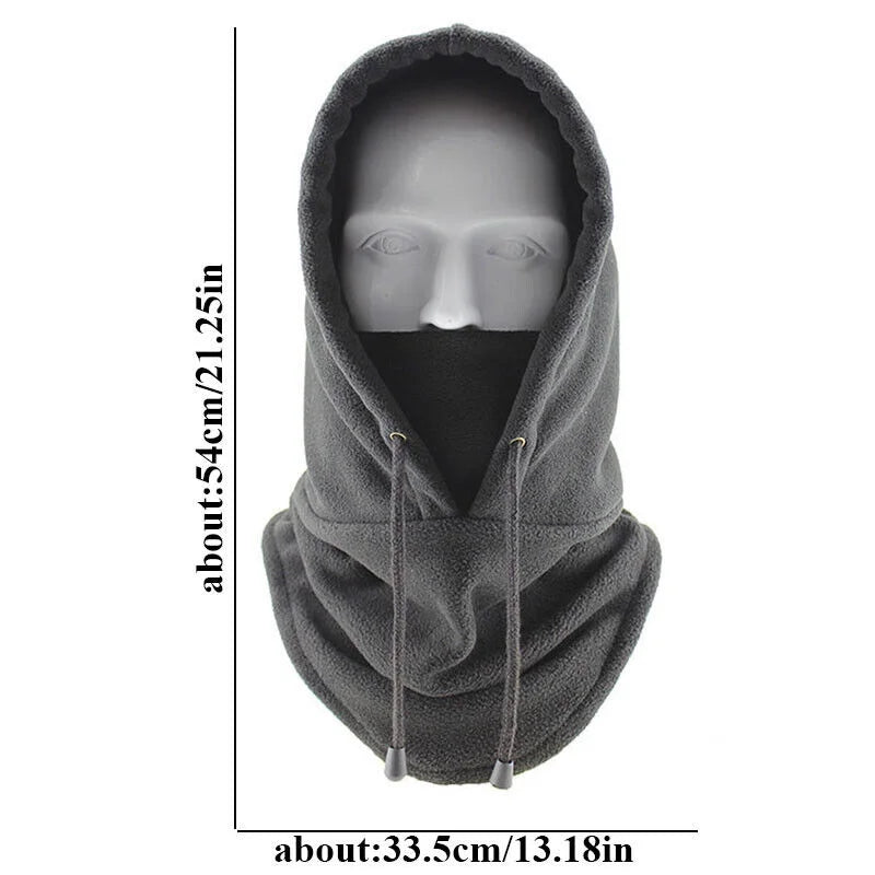 Thermal Fleece Balaclava Hat Hooded Neck Warmer Cycling Face Mask Outdoor Winter Skiing Sport Face Mask Men Cycling Masked Caps Pi-Mart
