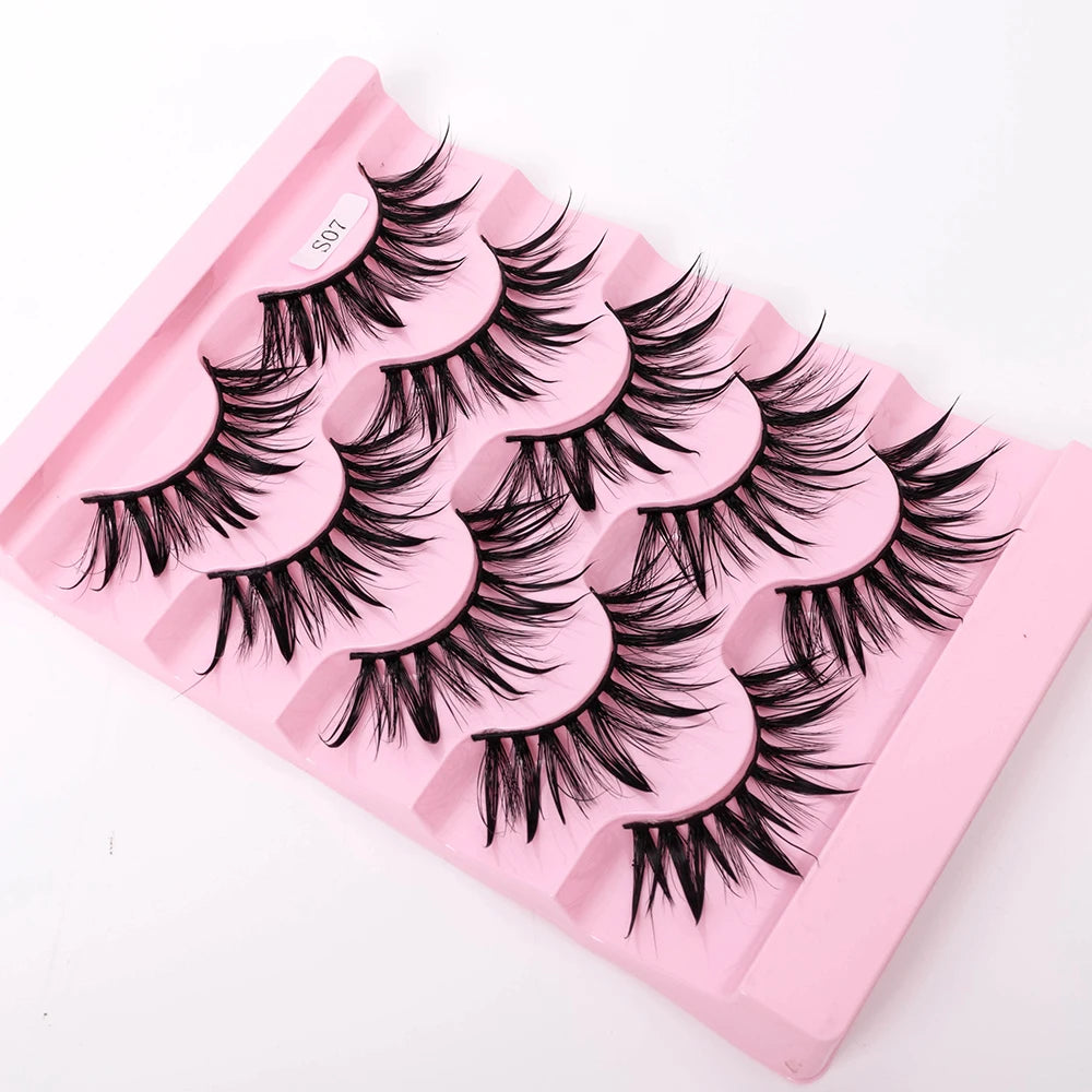 Yiernuo 1/5 Pairs Cosplay Anime Eyelashes Manga Lashes Dramatic Fairy Clusters Lashes Wet Look Lashes Pi-Mart