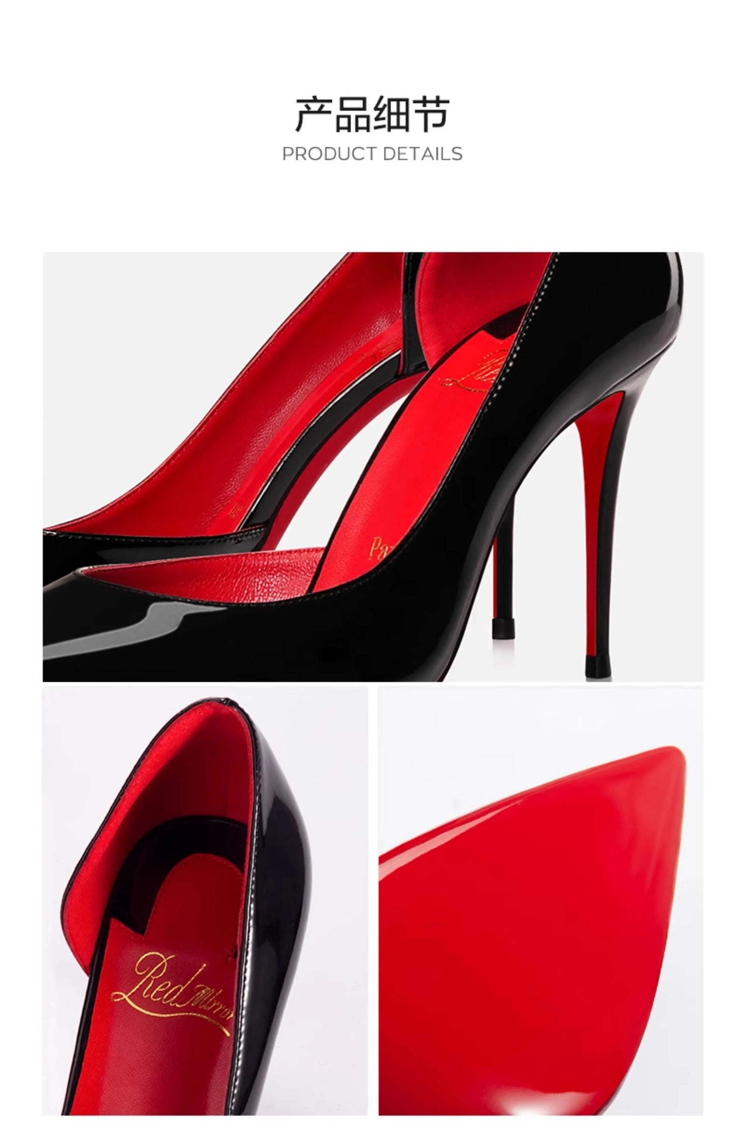 Elegant Hollow Women's High Heels 2026 Luxury Brand Black Pointed Toe Pumps Red Shiny Bottoms Sexy Fashion Ladies Shoes Women Pi-Mart