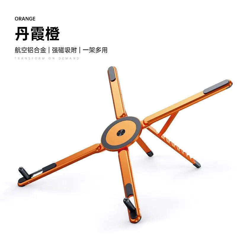 Aluminum Alloy Metal Multifunctional Mobile Phone Stand, Tablet and Laptop Desktop Stand, Foldable, Rotating, Portable, Magnetic Pi-Mart