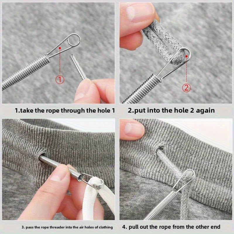 Adjustable Bendable Drawstring Threader Clip Household DIY Sewing Tool for Pants Hoodies Elastic Band Lace Cord LadyShow.Store