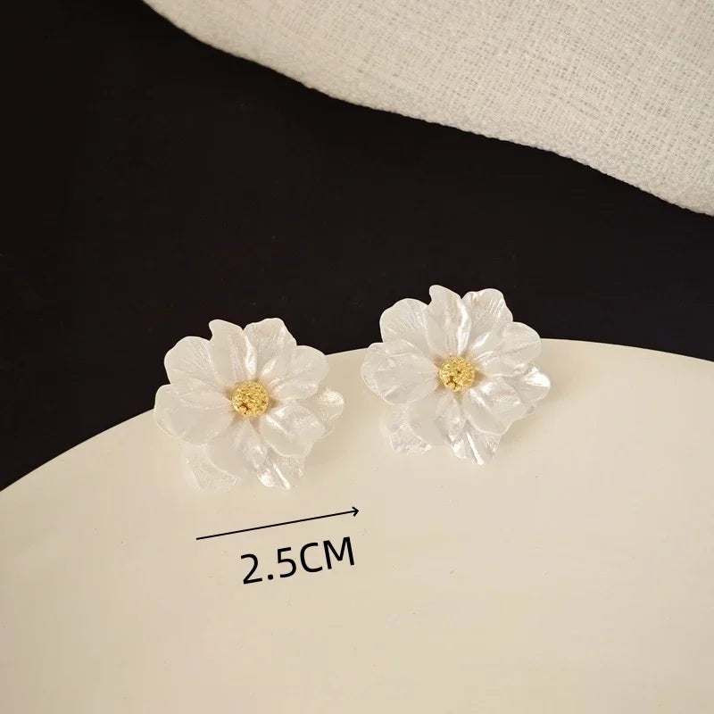 New Fashion Sweet Design Spring/Summer Blue Pink Enamel Flower Light Luxury High End Earrings Party Gifts for Women Jewelry Pi-Mart