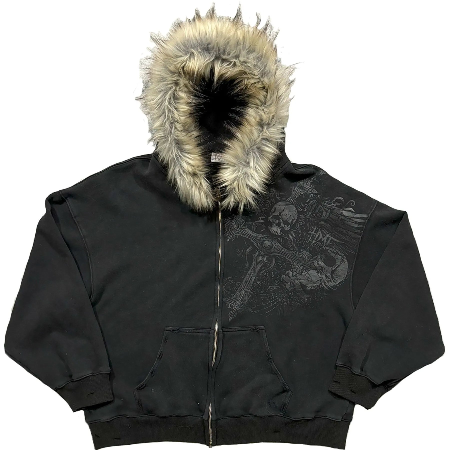 Autumn/Winter Y2k Women Aesthetic Harajuku Faux Fur Collar Hoodies Clothes Graphic Hip Hop Punk Gothic Zip Up Hoodies 2025 new LadyShow.Store