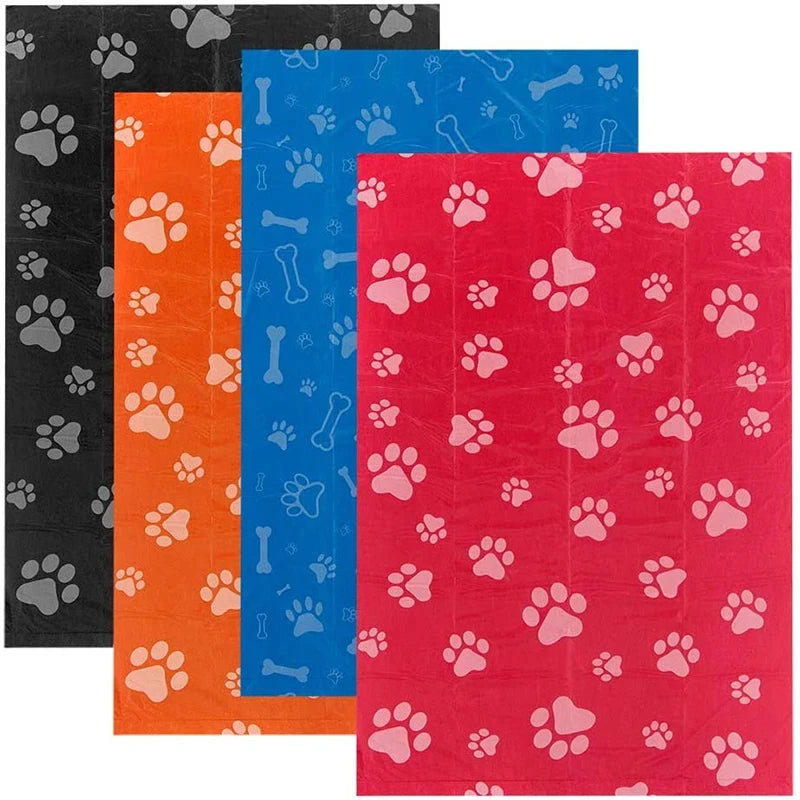 Random Color Cartoon Paw Graphic Dog Poop Bags Pet Poop Bags Leak-Proof Dog Waste Bags For Pet Supplies Pi-Mart
