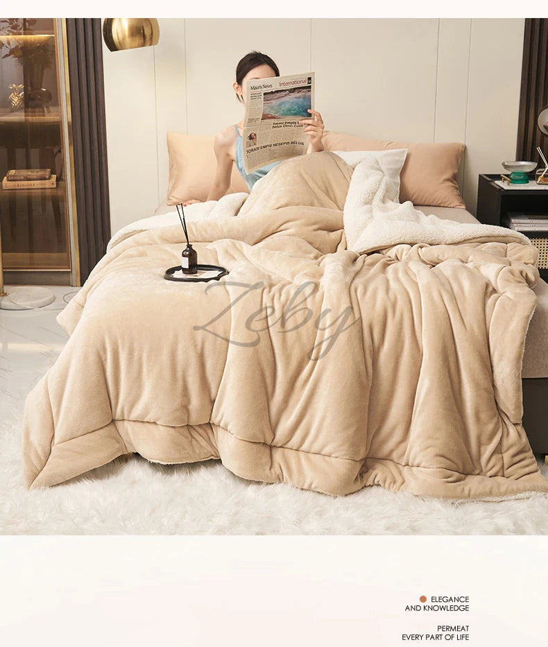 Spring Imitation Lambswool Multi-functional Blanket Queen Blankets for Bed Soft Plush Comfortable Milk Fleece Blanket for Throw Pi-Mart