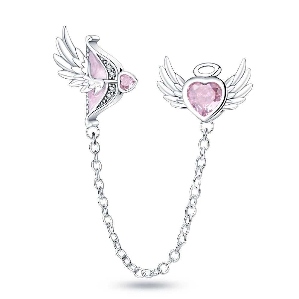 S925 Silver Plated Star Moon Safety Chain Charms Beads Fit Original Bracelet Fine DIY Birthday Jewelry Pi-Mart