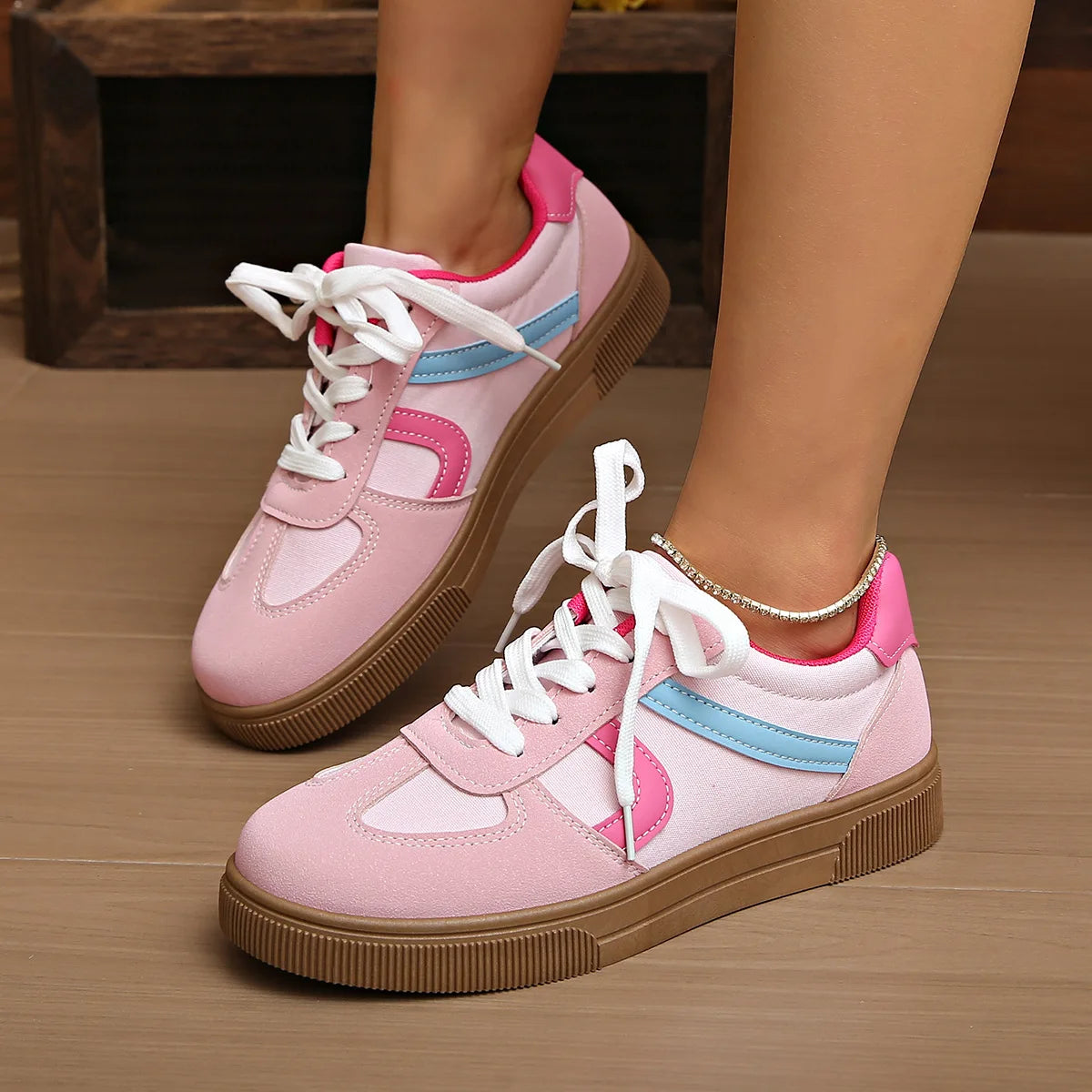 Women's Flat Bottom Sports Shoes Hot Sale Mixed Colors Spring Autumn New Style Sneakers Casual Leisure Student Flats Rubber Sole Pi-Mart