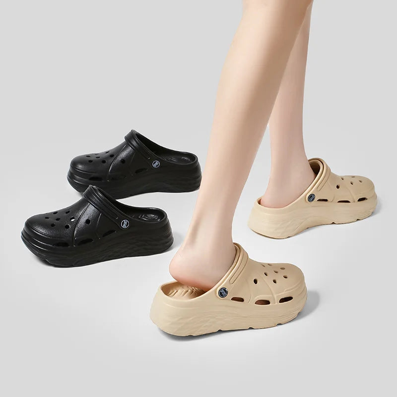 Women's Fashion Platform Sandals Summer 2025 Thick Sole Soft Eva Clogs Garden Shoes for Women Hollow Out Non Slip Beach Sandals Pi-Mart