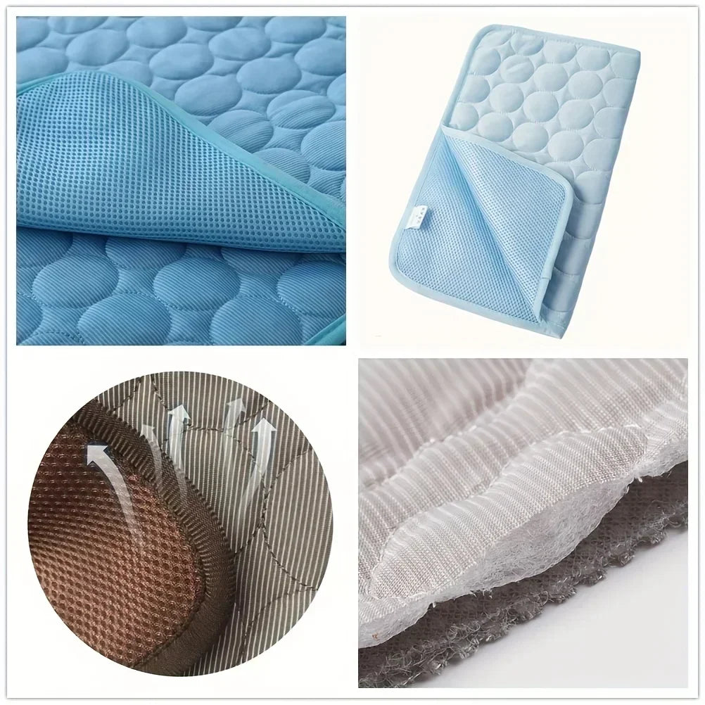 Summer Pet Ice Pad Cool Sleeping Mat Breathable Ice Silk Washable Pet Bed Durable Dog Cat Cushion Pet Supplies for Home Outdoor Pi-Mart