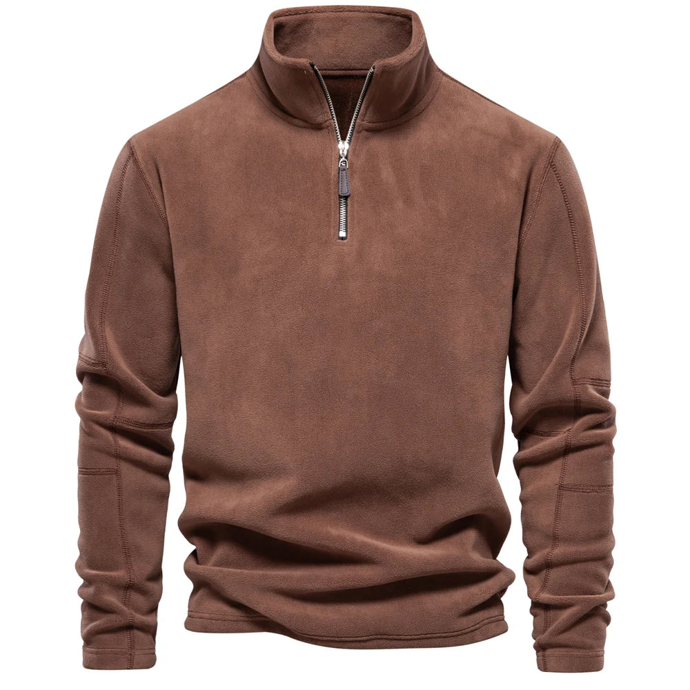 AIOPESON Brand Quality Thicken Warm Fleece Jacket for Men Zipper Neck Pullover Men's Sweatshirt Soft Shell Mens Jacket Pi-Mart