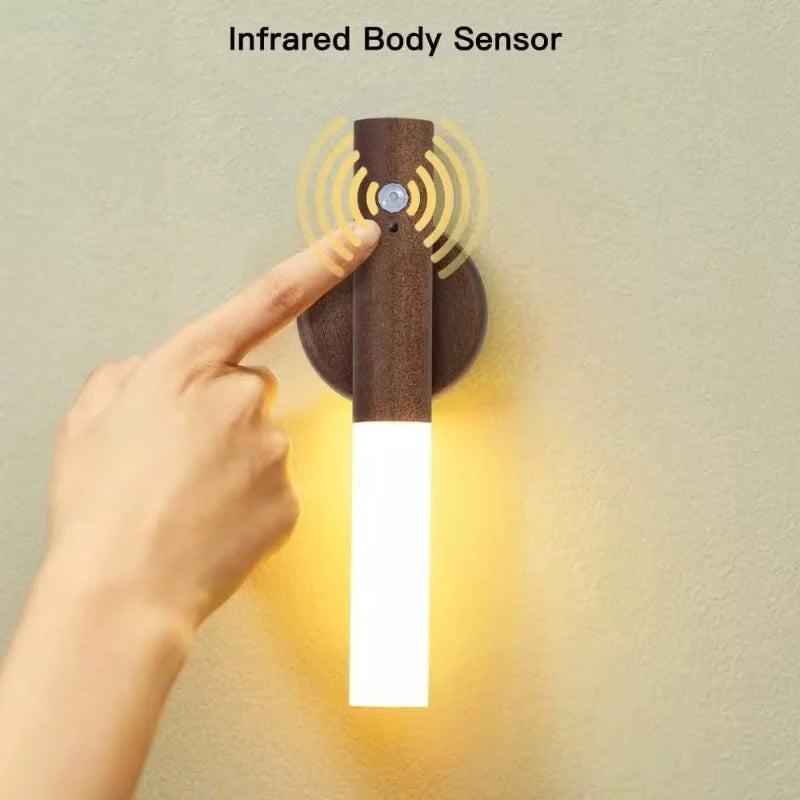 LED Rechargeable Magnetic Wall Lamp Smart Motion Sensor Night Light Portable for Hallway Bedroom Stairs Bathroom Cabinets Decor Pi-Mart