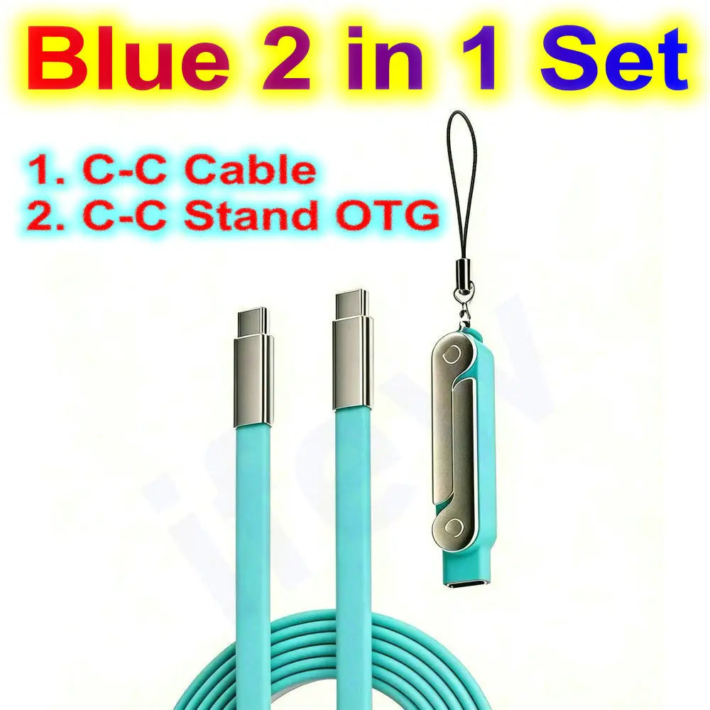 USB Type C Flat Phone Charger Fast Charging Cable C Kick Cable Stand Invisible Support Foldable Holder Charge Bracket For iPhone Pi-Mart