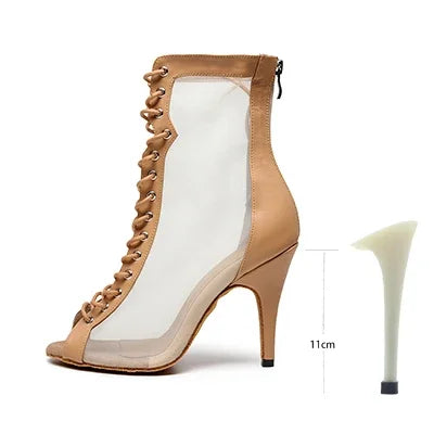 Woman High Tip Ballroom Dance Shoes Woman Ruber Insole Latino Salsa Dancing Shoes For Girls Soft Bottom Practice Latin Shoes LadyShow.Store