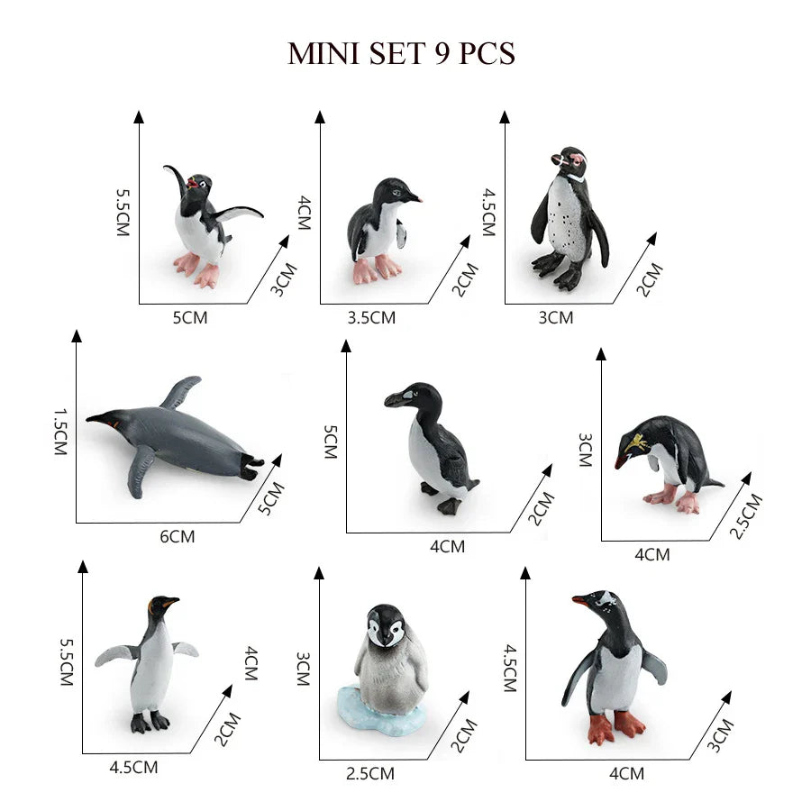 Realistic Mini Ocean Animal Figurines Plastic Marine Sea Creatures Whale Shark Dolphin Turtle Penguin Model Playset Gift for Kid LadyShow.Store