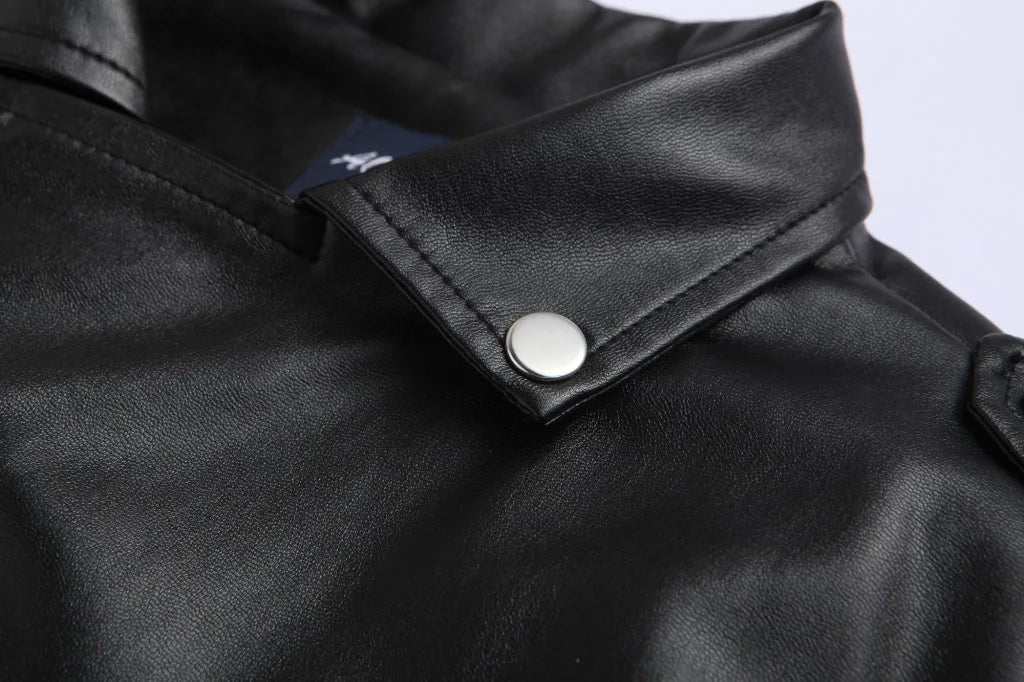 2023 Mens Fashion Leather Jacket Slim Fit Stand Collar PU Jacket Male Anti-wind Motorcycle Lapel Diagonal Zipper Jackets Men Pi-Mart