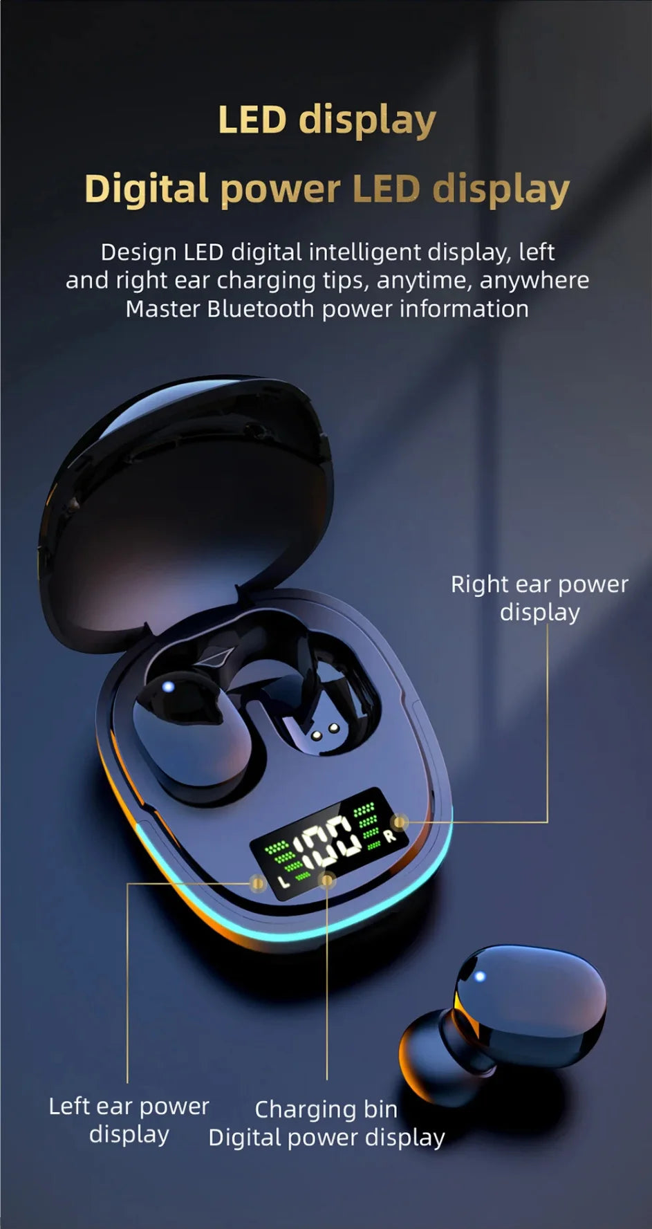 G9S Bluetooth 5.1 In Ear Wireless Earbuds LED Power Display Low Latency Gaming HiFi Stereo Sports Headphones Pi-Mart