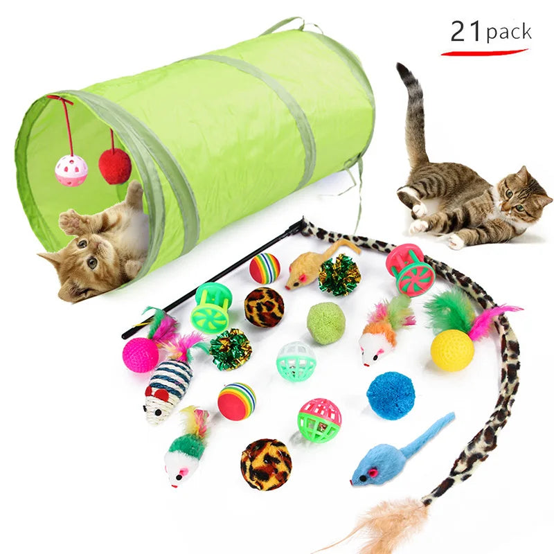 Kitten Toys Variety Pack-Pet Cat Toys Combination Set Cat Toy Funny Cat Stick Sisal Mouse Bell Ball Cat Supplies Pi-Mart
