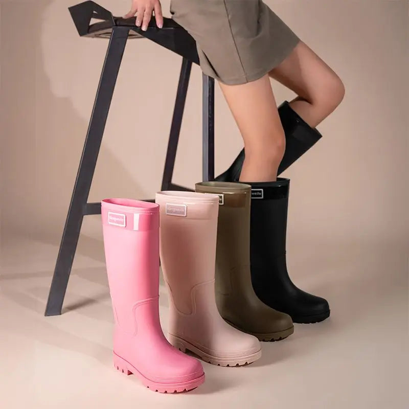 High-top rain boots, women's rain boots, lined adult outer wear, waterproof hiking boots, anti-slip shoes, durable sole LadyShow.Store
