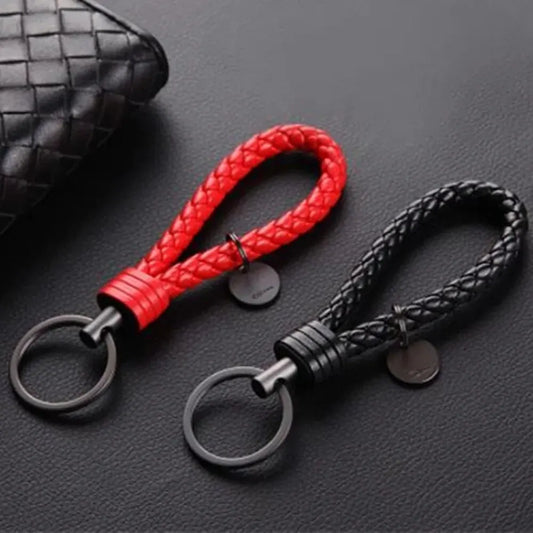 2Pcs/Set PU Leather Braided Woven Rope Keychain DIY Bag Pendant Key Chain Holder Key Car Trinket Keyring Men Women Gift Jewelry Pi-Mart