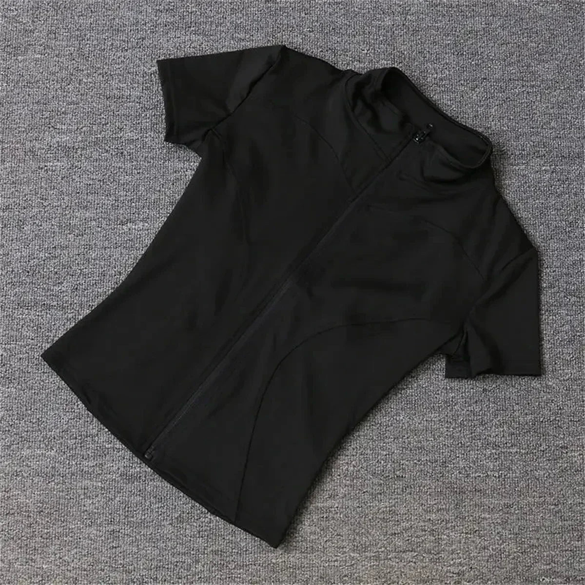 Casual Slim Sports Coat For Women Short Sleeve Solid Zipper Tops Female Cycling Running Yoga Outfit Clothes Summer Sport Jacket LadyShow.Store