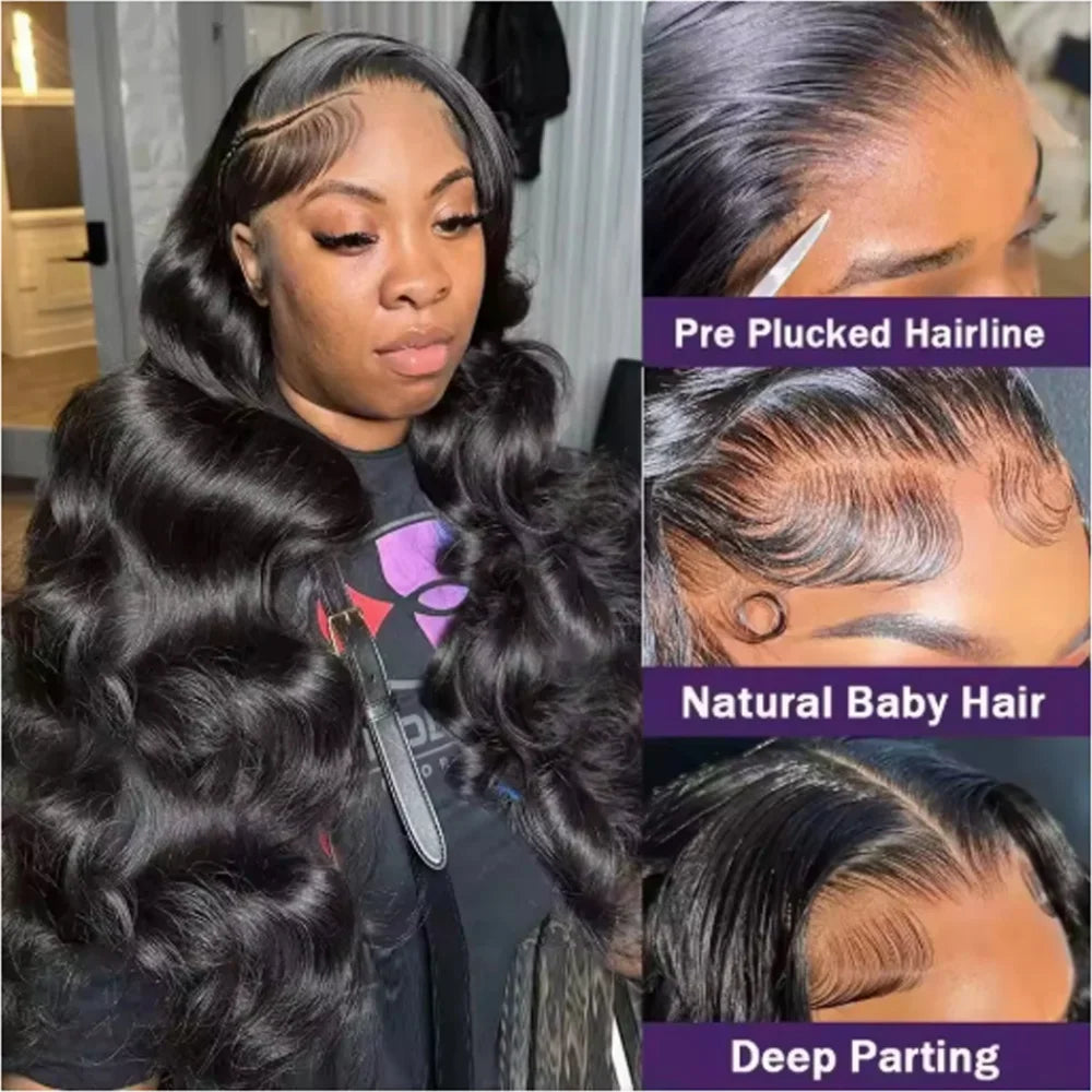 13x6 Body Wave Lace frontal Wig  Human Hair Pre Plucked Glueless 13X4 Brazilian Body Wave HD Transparent Lace Wigs For Women LadyShow.Store