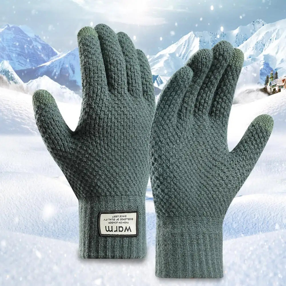 Thermal Winter Gloves For Men Thickened Warm Fleece Lined Anti-Slip Touch Screen Thermal Windproof Cycling Gloves Pi-Mart